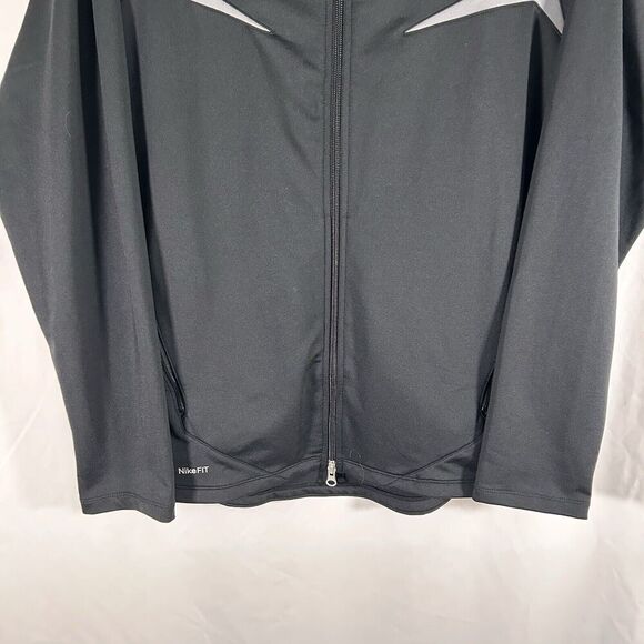 Nike Jacket Men's Large Solid Black Full Zip Mock Neck Zip Pocket Long Sleeve - Picture 3 of 9